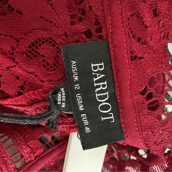 NWT Bardot Lace Cut Out Sleeveless Dress - Red - Picture 6 of 6